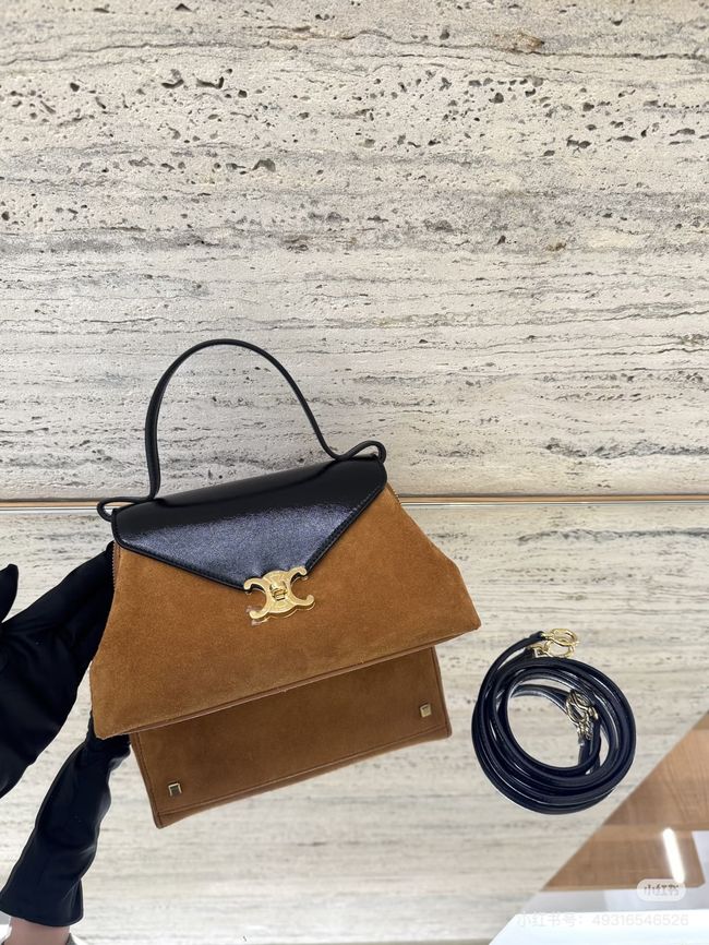 CELINE FLAIR IN GRAINED CALFSKIN L10BF5 Suede CREAMY & black CELINE FLAIR IN GRAINED CALFSKIN L10BF5 Suede CREAMY & black