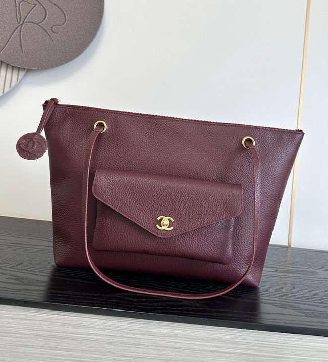 Chanel Shopping Bag Grained Calfskin AS6483 Burgundy Chanel Shopping Bag Grained Calfskin AS6483 Burgundy