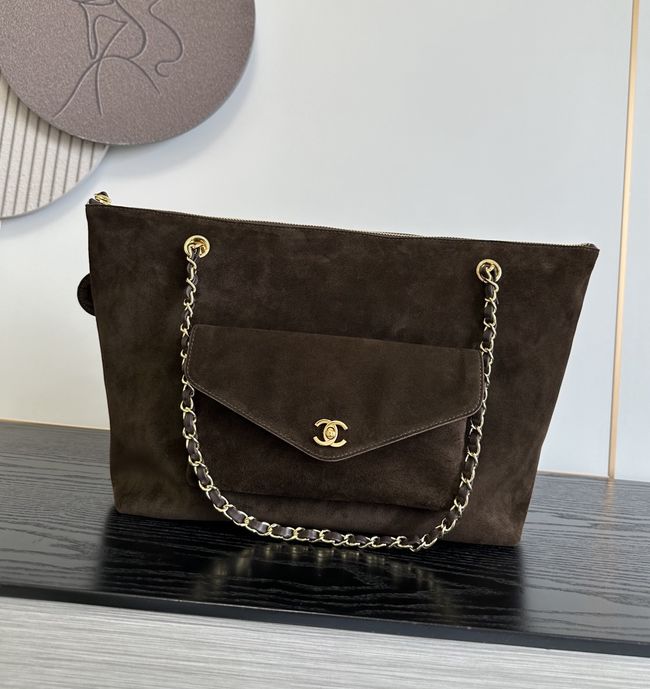 Chanel Shopping Bag Suede AS6483 Dark brown
