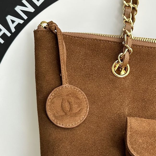 Chanel Shopping Bag Suede AS6483 tan