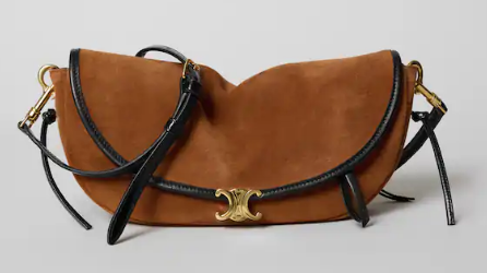 CELINE SOFT TRIOMPHE LITTLE HALFMOON IN SUEDE L103754 CAMEL & BLACK CELINE SOFT TRIOMPHE LITTLE HALFMOON IN SUEDE L103754 CAMEL & BLACK