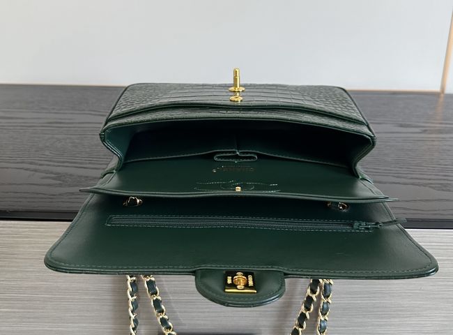 Chanel Small Flap Bag Crocodile Embossed 1112 green&gold