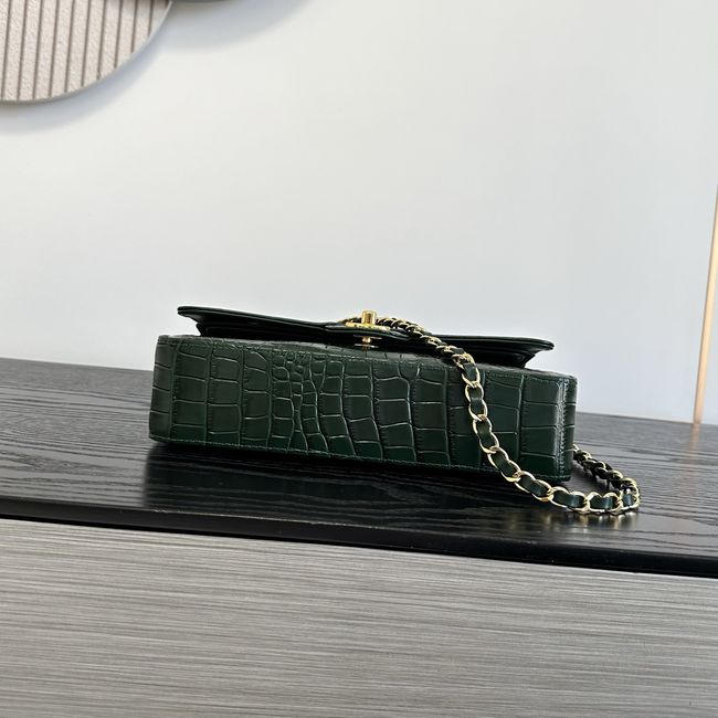 Chanel Small Flap Bag Crocodile Embossed 1112 green&gold