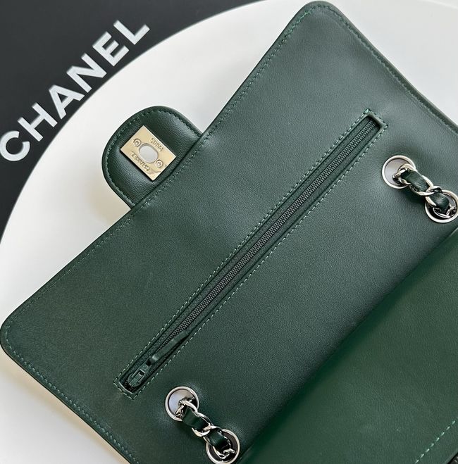 Chanel Small Flap Bag Crocodile Embossed 1112 green&silver