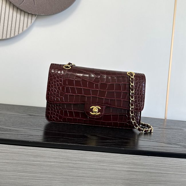 Chanel Small Flap Bag Crocodile Embossed Calfskin 1112 Dark Burgundy Chanel Small Flap Bag Crocodile Embossed Calfskin 1112 Dark Burgundy