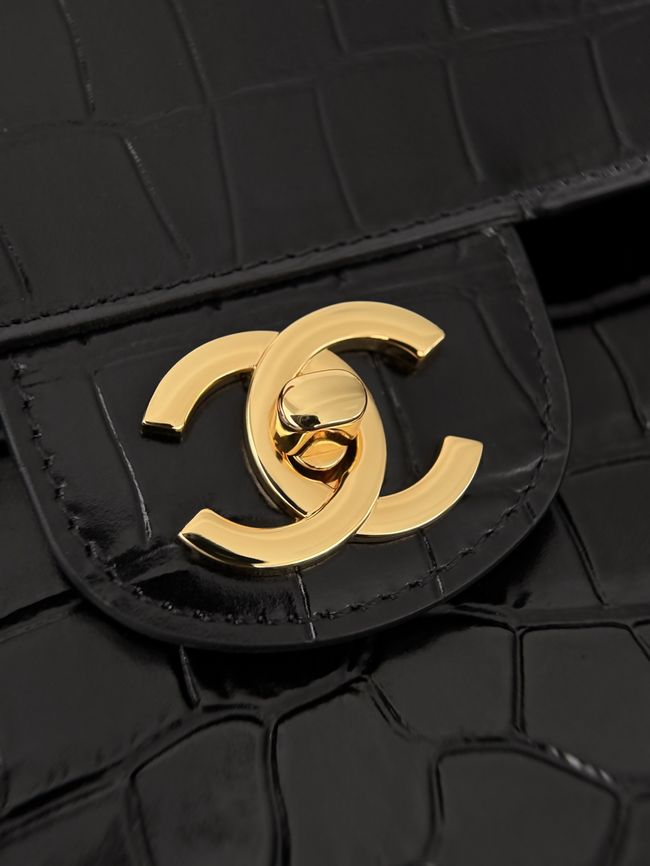 Chanel Crocodile Embossed Maxi Flap bag AS6231 black&gold-Tone Metal Chanel Crocodile Embossed Maxi Flap bag AS6231 black&gold-Tone Metal