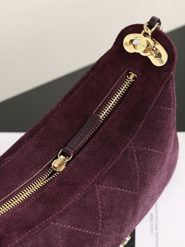 CHANEL Hobo Bag Suede AS6640 Burgundy CHANEL Hobo Bag Suede AS6640 Burgundy