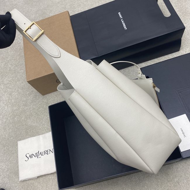 Saint Laurent LE 5 A 7 supple LARGE in grained leather 850545 white Saint Laurent LE 5 A 7 supple LARGE in grained leather 850545 white
