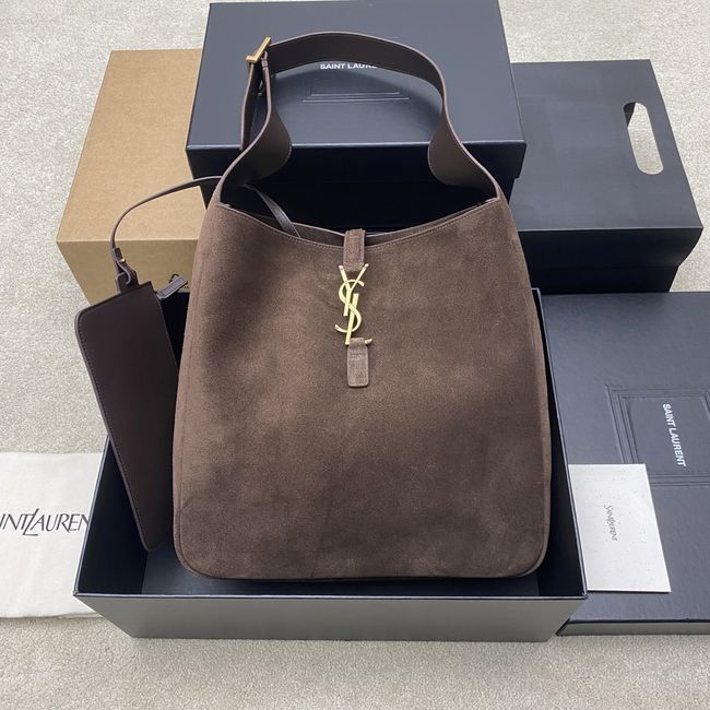 Saint Laurent LE 5 A 7 supple LARGE in suede 850545 ARABICA Saint Laurent LE 5 A 7 supple LARGE in suede 850545 ARABICA