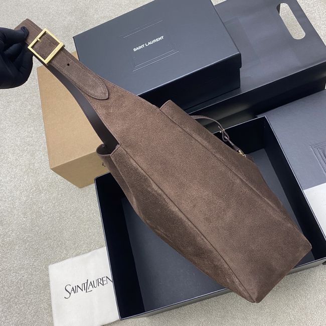 Saint Laurent LE 5 A 7 supple LARGE in suede 850545 ARABICA Saint Laurent LE 5 A 7 supple LARGE in suede 850545 ARABICA