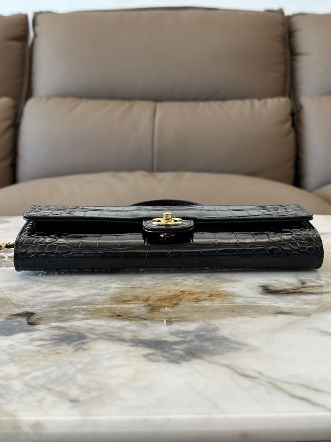 Chanel Clutch with chain Crocodile Embossed AP5280 black Chanel Clutch with chain Crocodile Embossed AP5280 black