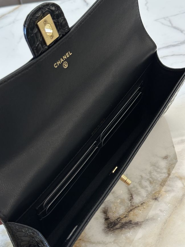 Chanel Clutch with chain Crocodile Embossed AP5280 black Chanel Clutch with chain Crocodile Embossed AP5280 black