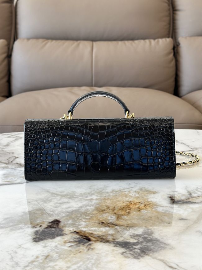 Chanel Clutch with chain Crocodile Embossed AP5280 black Chanel Clutch with chain Crocodile Embossed AP5280 black