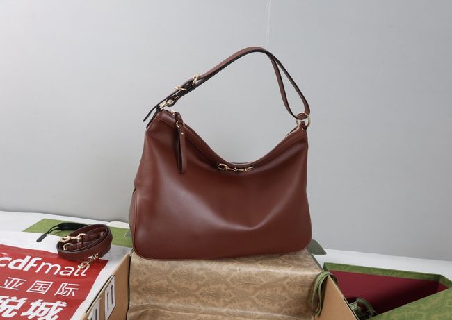 Gucci Starlet large shoulder bag soft leather A00CI2 Dark brown