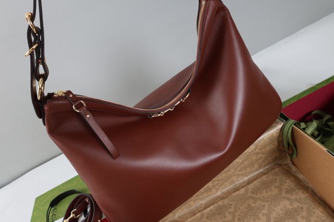 Gucci Starlet large shoulder bag soft leather A00CI2 Dark brown