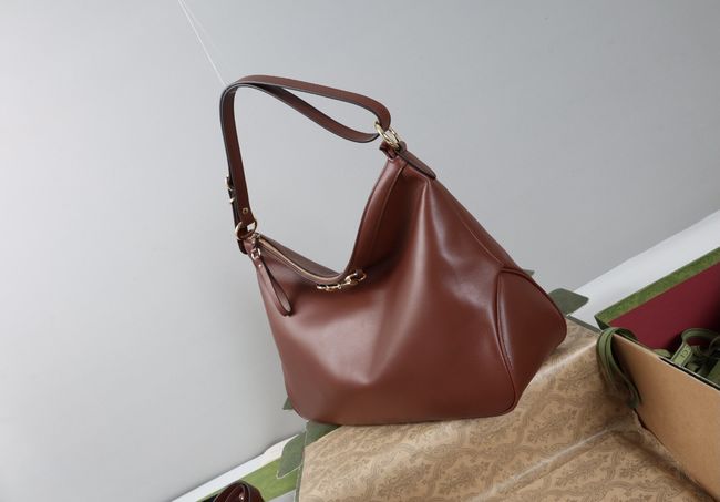 Gucci Starlet large shoulder bag soft leather A00CI2 Dark brown