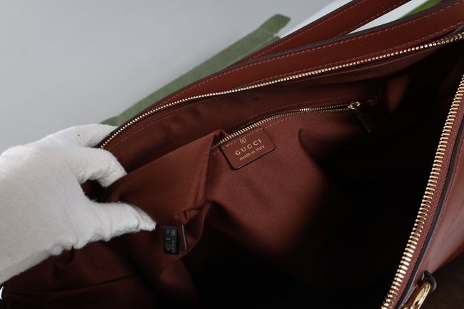 Gucci Starlet large shoulder bag soft leather A00CI2 Dark brown