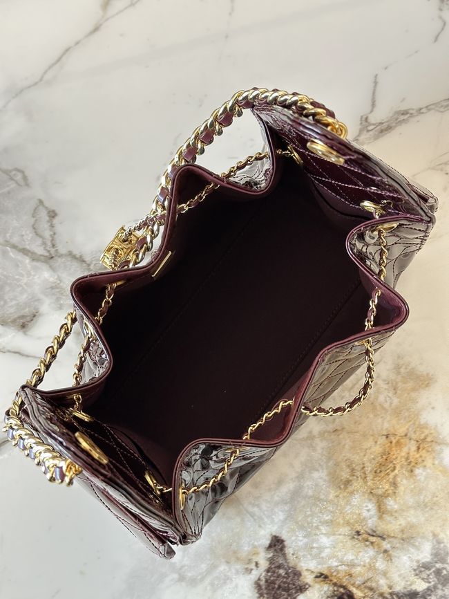CHANEL 25 SMALL HANDBAG patent leather AS5293 Burgundy CHANEL 25 SMALL HANDBAG patent leather AS5293 Burgundy