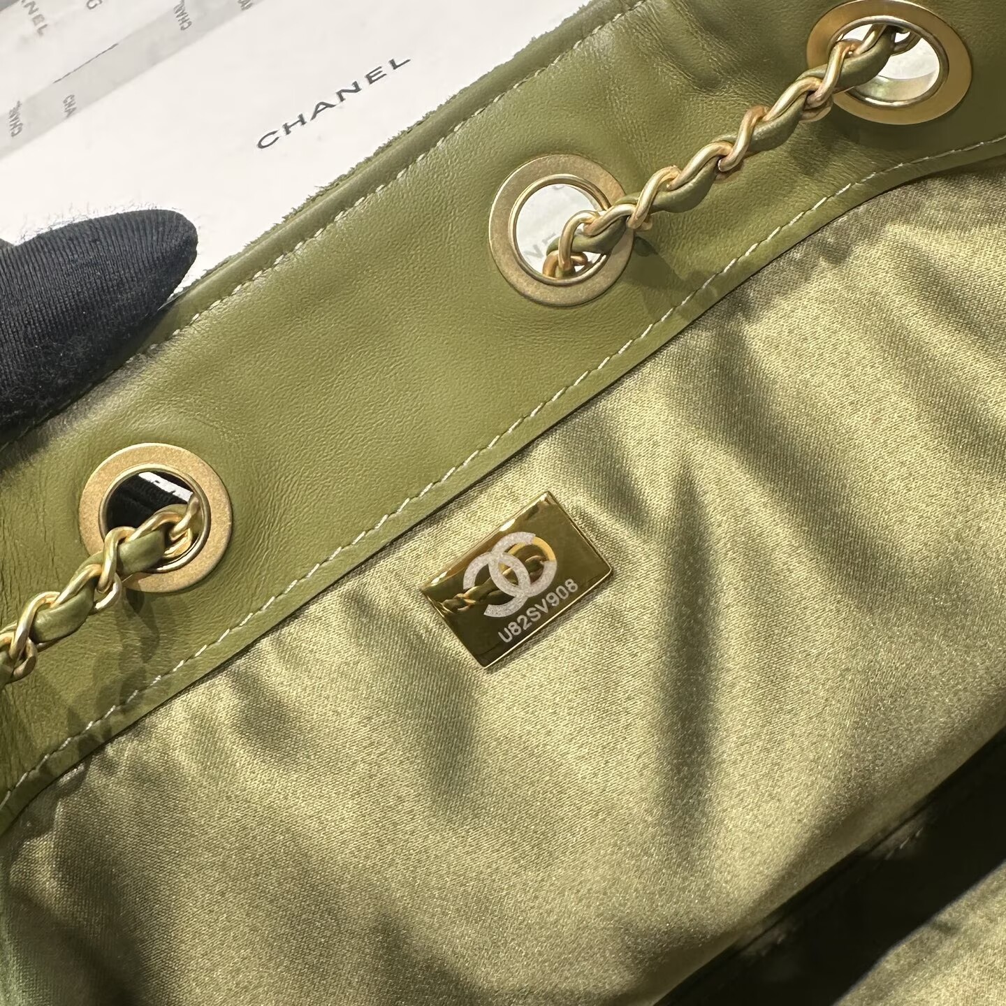 CHANEL 25 Small Handbag Suede AS5293 Green CHANEL 25 Small Handbag Suede AS5293 Green