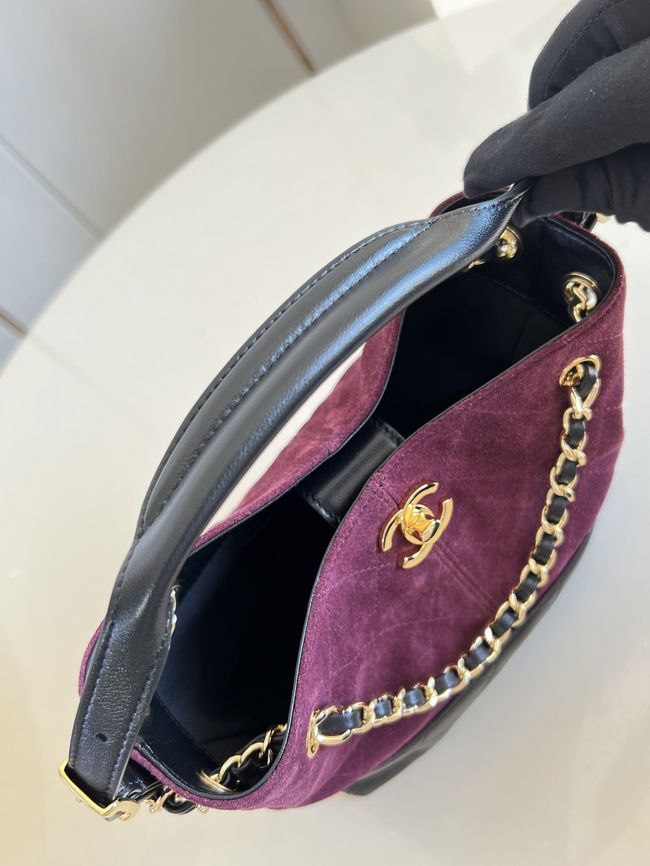 Chanel Mini Shopping Bag AS5633 Burgundy & Black Chanel Mini Shopping Bag AS5633 Burgundy & Black