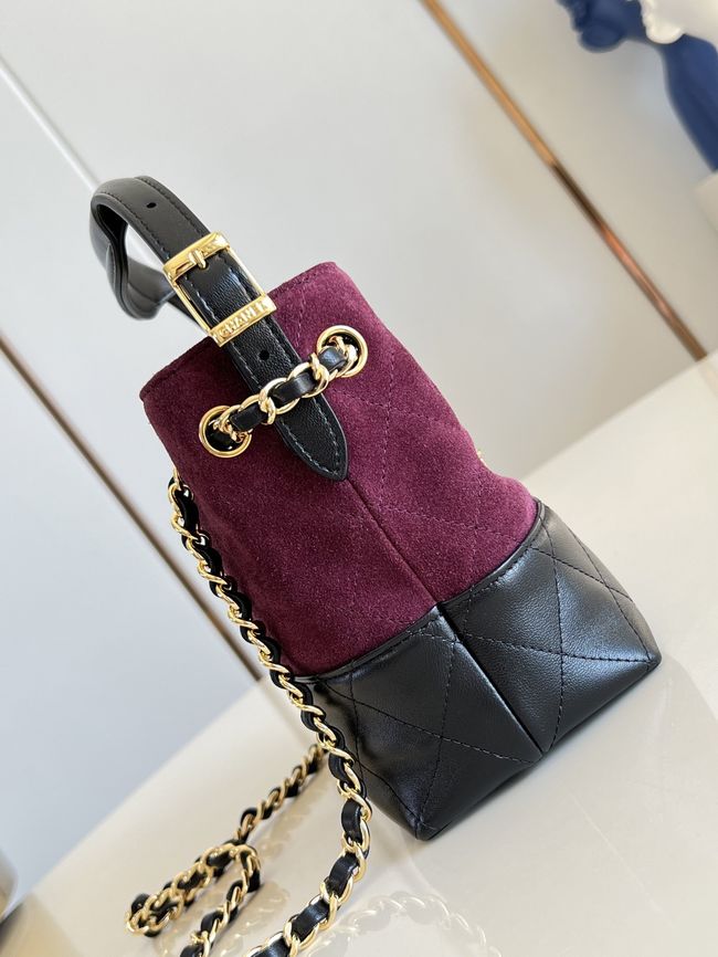 Chanel Mini Shopping Bag AS5633 Burgundy & Black Chanel Mini Shopping Bag AS5633 Burgundy & Black
