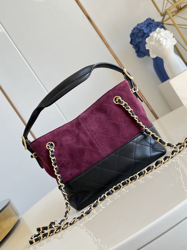 Chanel Mini Shopping Bag AS5633 Burgundy & Black Chanel Mini Shopping Bag AS5633 Burgundy & Black