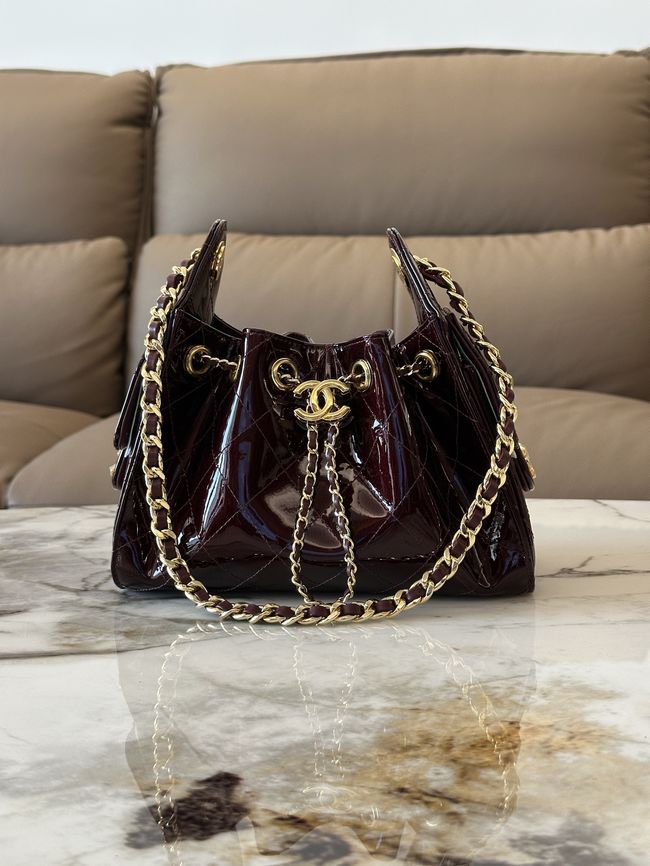 CHANEL 25 Mini Handbag patent leather AS5631 Burgundy CHANEL 25 Mini Handbag patent leather AS5631 Burgundy