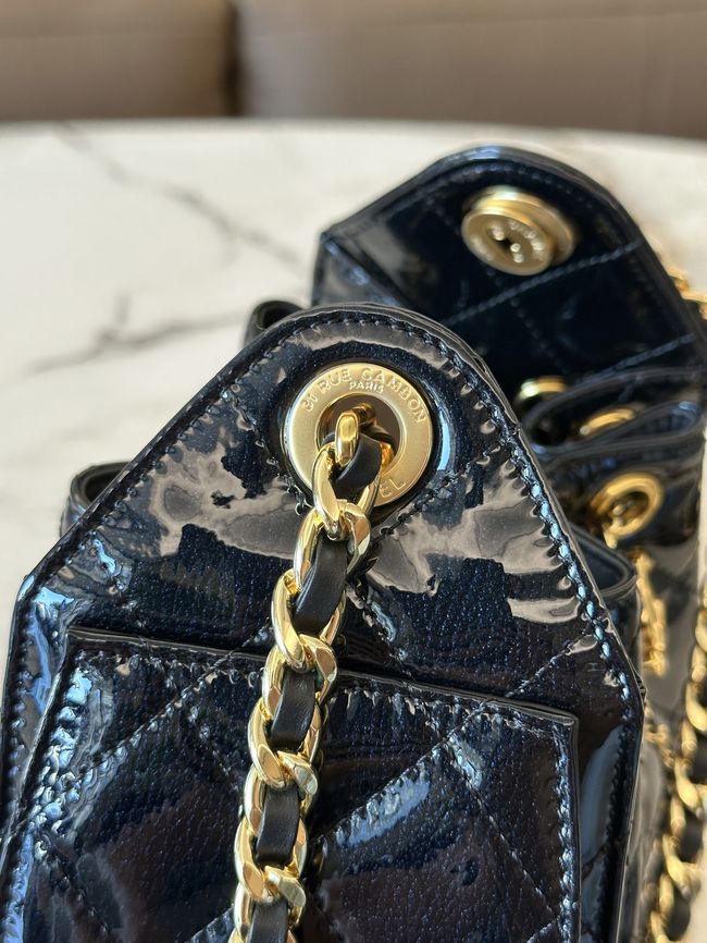 CHANEL 25 Mini Handbag patent leather AS5631 black CHANEL 25 Mini Handbag patent leather AS5631 black
