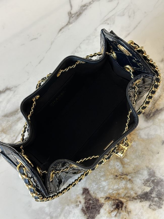 CHANEL 25 Mini Handbag patent leather AS5631 black CHANEL 25 Mini Handbag patent leather AS5631 black