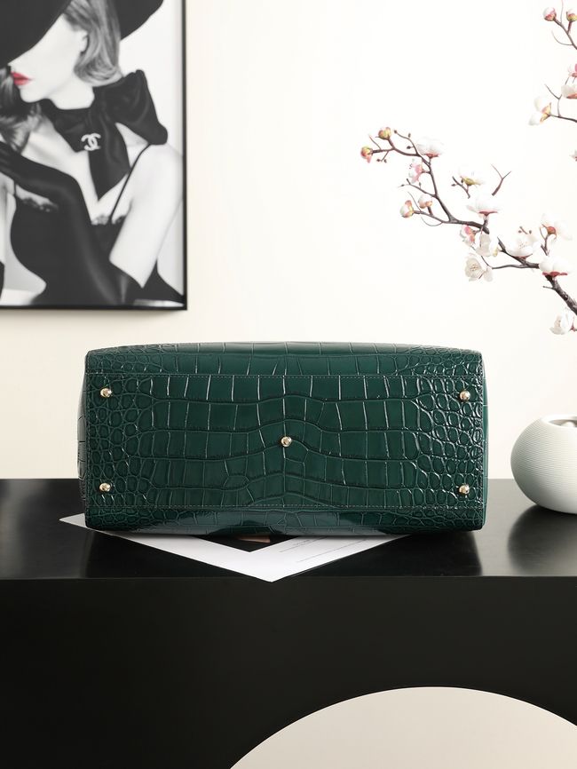 Chanel Shopping Bag Crocodile Embossed AS6242 dark green