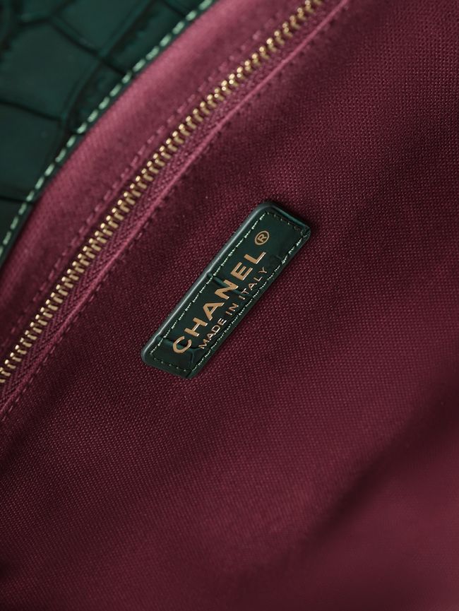 Chanel Shopping Bag Crocodile Embossed AS6242 dark green