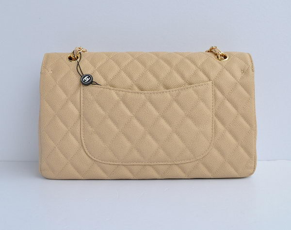 Chanel Classic 2.55 Series Apricot Caviar Golden Chain Quilted Flap Bag 1113 Chanel Classic 2.55 Series Apricot Caviar Golden Chain Quilted Flap Bag 1113