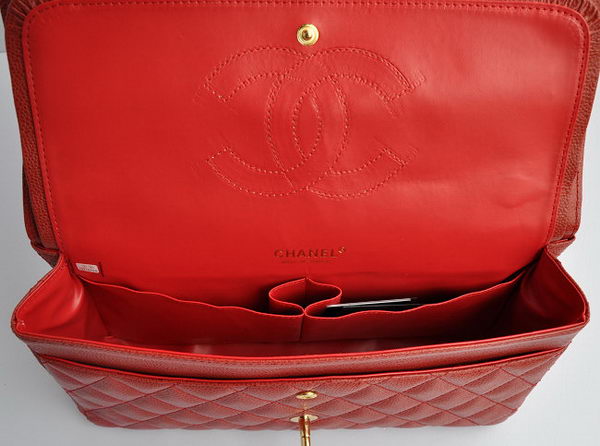 Chanel Classic 2.55 Series Red Caviar Golden Chain Quilted Flap Bag 1113 Chanel Classic 2.55 Series Red Caviar Golden Chain Quilted Flap Bag 1113