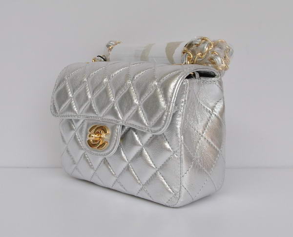 Cheap Chanel Classic mini Flap Bag 1115 Light Silver Sheepskin Golden Hardware Cheap Chanel Classic mini Flap Bag 1115 Light Silver Sheepskin Golden Hardware