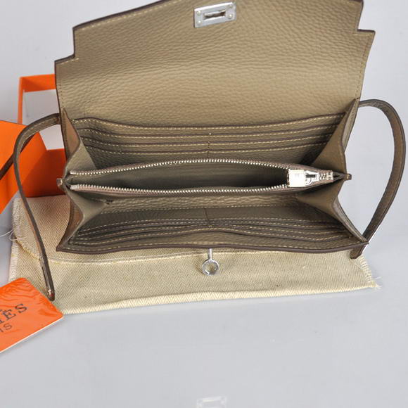 Hermes Kelly Wallet Togo Leather Bi-Fold Purse A708 Dark Grey Hermes Kelly Wallet Togo Leather Bi-Fold Purse A708 Dark Grey