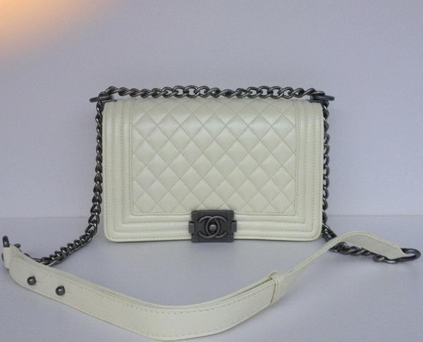Chanel A67086 Offwhite Le Boy Flap Shoulder Bag Silver Chanel A67086 Offwhite Le Boy Flap Shoulder Bag Silver