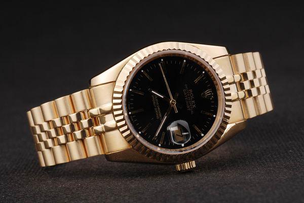 Rolex Datejust Golden Black Stainless Steel Men Watch-RD2398 Rolex Datejust Golden Black Stainless Steel Men Watch-RD2398